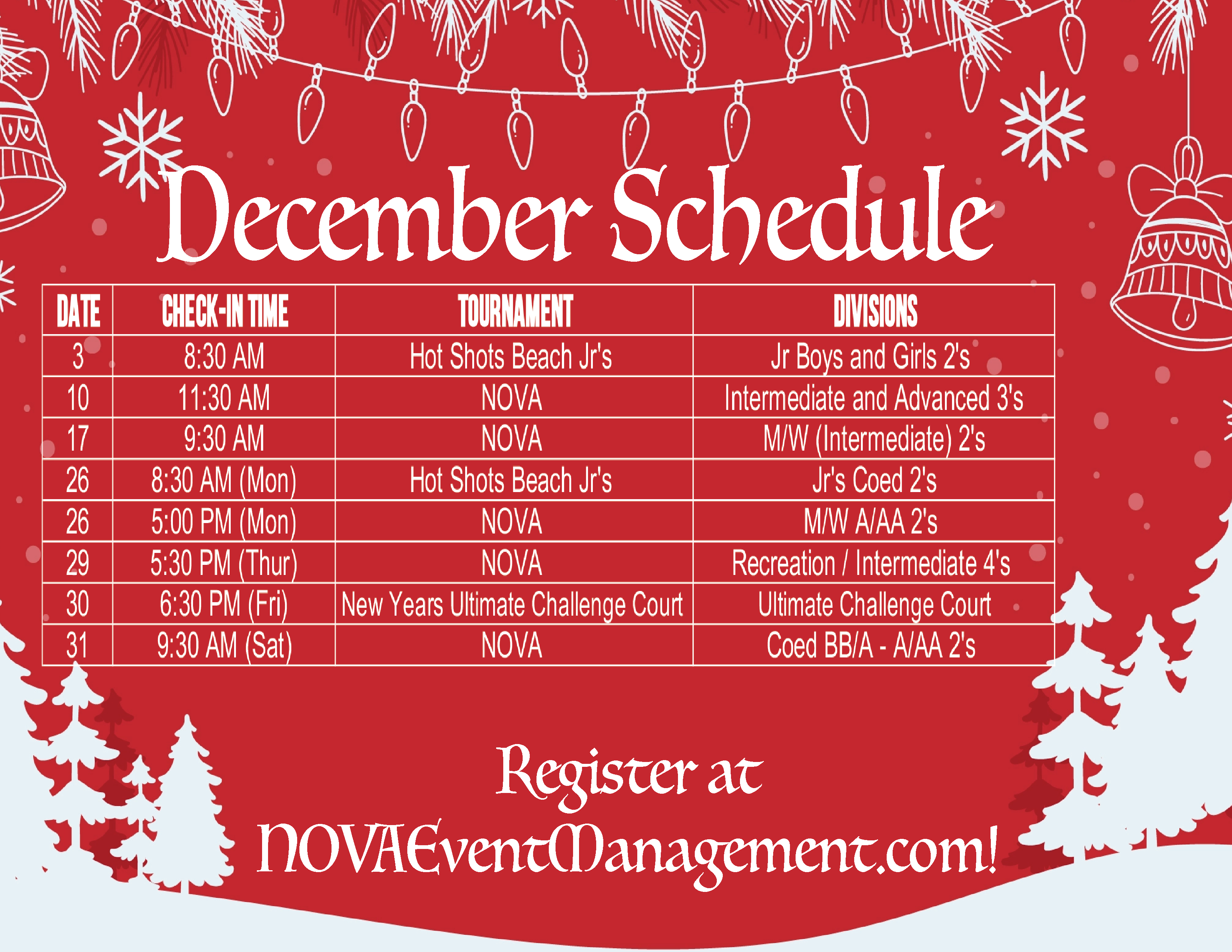 NOVA Poster Schedules NOVA Event Management